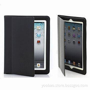 Leather Cases, Suitable for Apple's iPad 2, Comes in Black Color, OEM, ODM and OBM Co-production